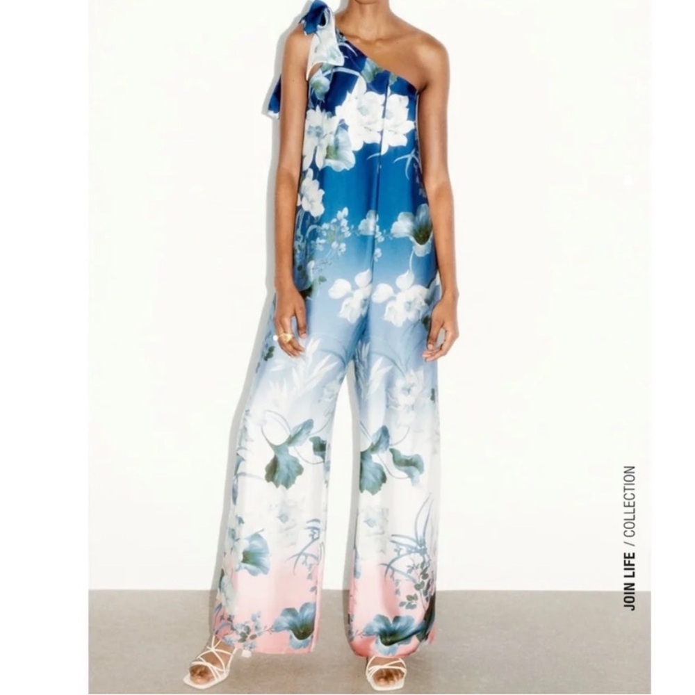 Zara Floral Blue and White Jumpsuit